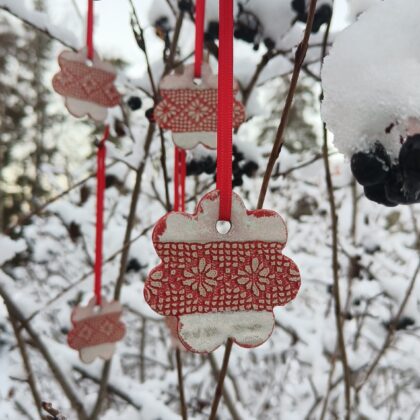 Pitsimustriga jõulukuuse ehted